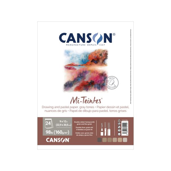 Tablette de papier pour pastel et fusain - Canson Mi-Teintes - Tons de gris