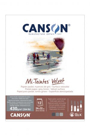 Tablette papier à surface veloutée - Canson Mi-teintes Velvet - Nuances de gris
