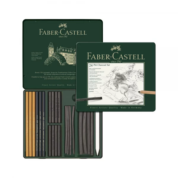 Ensemble de crayons fusain naturel Pitt - Faber-Castell - 24 pièces